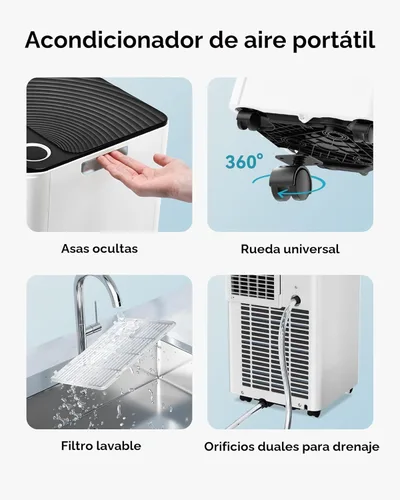 Miniatura 8 de EUHOMY Aire acondicionado portátil de 10,000 BTU, unidad de CA portátil 3 en 1 con refrigeración, deshumidificador, ventilador, modo de suspensión