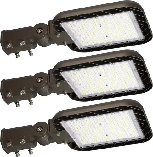 150W Luces de estacionamiento 3 paquetes 22500lm 5000K Luz LED caja de zapatos Ajuste deslizante Luz de poste del atardecer al amanecer al aire