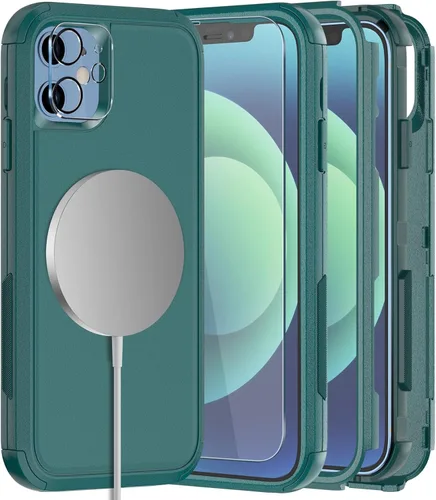 Miniatura 19 de Diverbox - Funda para iPhone 12 a prueba de golpes y caídas, protector de pantalla de vidrio templado, funda protectora de alta resistencia