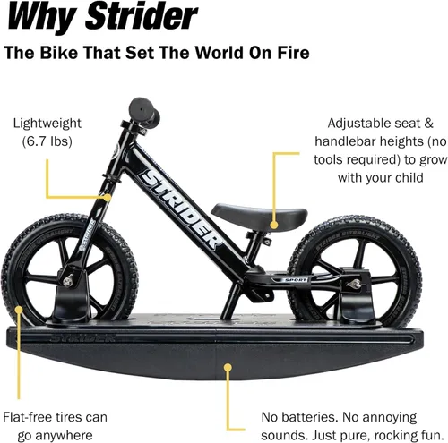 Miniatura 4 de Strider Bicicleta profesional de 12 pulgadas + base mecedora. Ayuda a enseñar al bebé a montar una bicicleta de equilibrio, para niños de 6 meses a