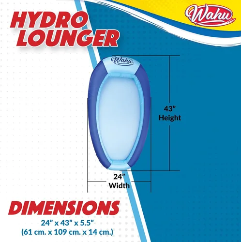 Miniatura 6 de WAHU Hydro Lounger - Flotador versátil para tomar el sol, tumbona inflable para playa y piscina con válvula de inflado/desinflado, azul/azul claro