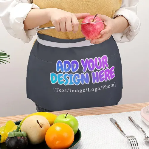 Miniatura 41 de AXKEUDO Delantal personalizado con bolsillos, delantales de cintura para camarera para cocinar en casa, restaurante, servir trabajo