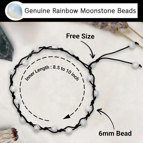 Miniatura 201 de Amazing Gemstone Crystal Anklet Ankle Bracelets for Women - Waterproof Beaded Healing Crystal Anklets, Plus Size Chakra Gemstone Bead Anklet