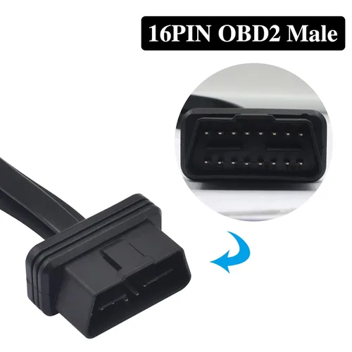 Miniatura 2 de Duttek Cable divisor OBD II (con interruptor), OBD2 de 16 pines macho a hembra de extensión de diagnóstico Y cable plano para todos los equipos OBD