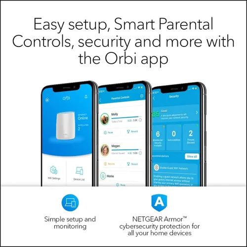 Miniatura 7 de NETGEAR Orbi Router Sistema WiFi de malla para todo el hogar, enrutador WiFi de tres bandas. Hasta 2,500 pies cuadrados de cobertura WiFi, AC3000
