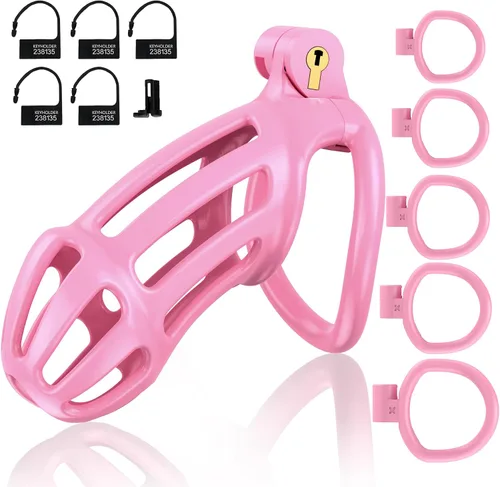 Miniatura 10 de Jaula de castidad masculina, juguetes sexuales, dispositivos de castidad, jaula de pene para control de erección, cerradura de castidad masculina