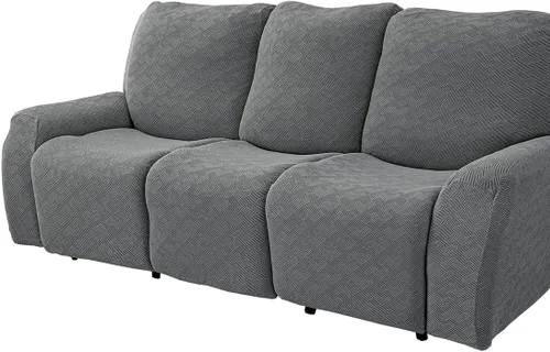 Miniatura 17 de vctops Fundas elásticas para sofá reclinable de 8 piezas, fundas de jacquard grande para sofá reclinable de 3 asientos, protector suave Blanco