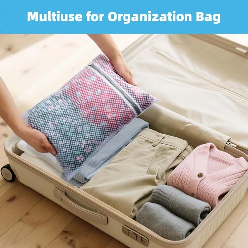 Miniatura 6 de Bolsas de lavandería de malla de panal para prendas delicadas, 12 x 16 pulgadas, bolsas de lavado medianas para brasieres, lencería, calcetines
