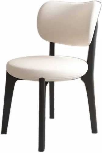 Juego de sillas de comedor de madera modernas con respaldo curvado, sillas de cocina tapizadas con marco de madera, sillas laterales sin brazos para
