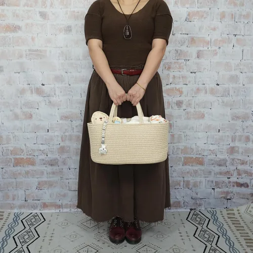 Miniatura 39 de Organizador de pañales para bebé con cuerda de algodón para niña o niño, cesta de almacenamiento portátil para guardería, bolsa de transporte