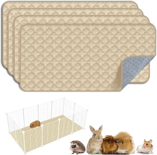 Miniatura 20 de FunFurry Forro lavable para jaula de conejillo de indias, paquete de 4 almohadillas reutilizables y lavables, ropa de cama impermeable