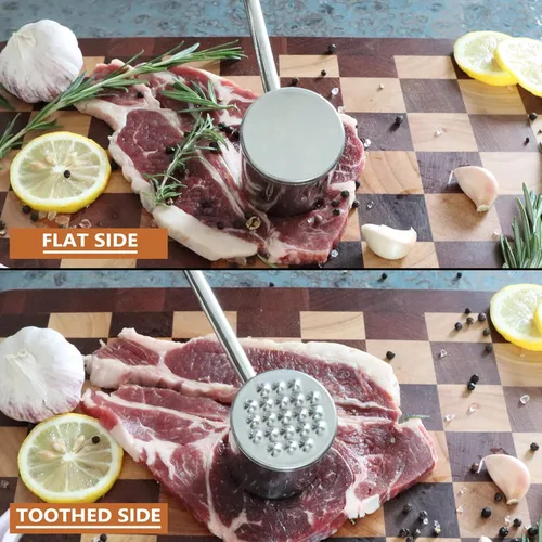 Miniatura 4 de Ablandador de carne, martillo de carne, mazo de carne de cocina de doble cara con mango de agarre cómodo, golpeador de carne de acero inoxidable 304