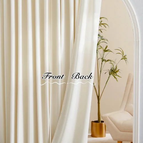 Miniatura 7 de Pony Dance Cortinas de terciopelo blanco de lana, suaves, clásicas, sólidas, aisladas térmicas, para sala de estar, protección de privacidad, lana