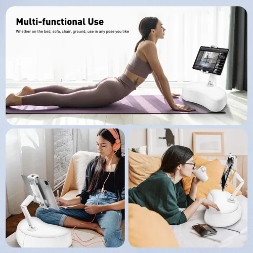 Miniatura 3 de AboveTEK Soporte de almohada para tableta para cama, manos libres ajustable para iPad de lectura de regazo con puf suave, regalo ideal para mamá, se