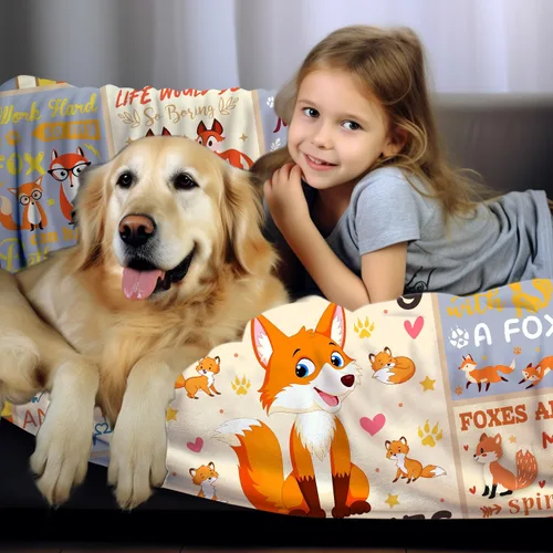 Miniatura 3 de Manta de Zorro Regalos para Niñas y Niños, Cosas de Animales Zorros Lindos Mantas de Tiro, Regalos Divertidos con Temática de Zorro para Mujeres