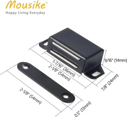 Miniatura 2 de Mousike Imanes para gabinete de 30 libras de color negro con fuerte imán para cocina, armario, armario, puerta, cajón, pestillo paquete de 4