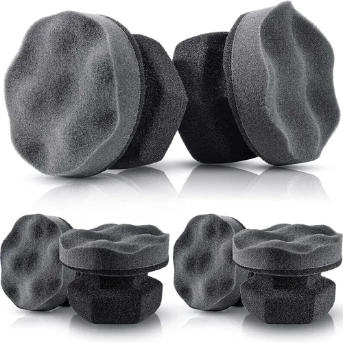 Miniatura 7 de 6 aplicadores de apósito de agarre hexagonal para neumáticos, aplicador de brillo de neumáticos, almohadilla de tocador, esponja de espuma para Negro