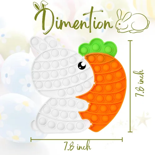 Miniatura 3 de Juguete sensorial para ansiedad de conejo de Pascua, juguete sensorial de burbujas para reventar burbujas, rompecabezas popper, regalos de Pascua