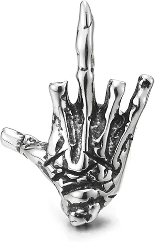 Miniatura 2 de Aretes de acero inoxidable vintage para hombre y mujer, diseño de esqueleto de mano, con rosca trasera, gótico punk rock, Acero inoxidable Metal