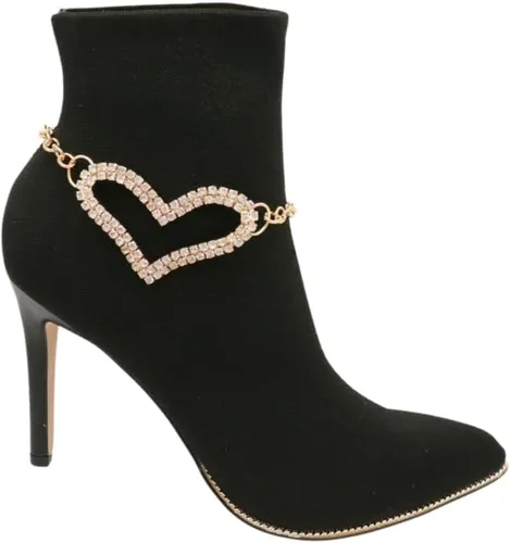 Pulsera de botas de moda para mujer, cadena de metal de color dorado, tacón alto, zapato de amor, dije de corazón, Metal