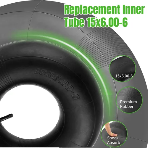 Miniatura 2 de 15x6.00-6" Tubos interiores, paquete de 2 tubos interiores de repuesto para neumáticos de servicio pesado 15x6-6 con vástago de válvula recta TR-13