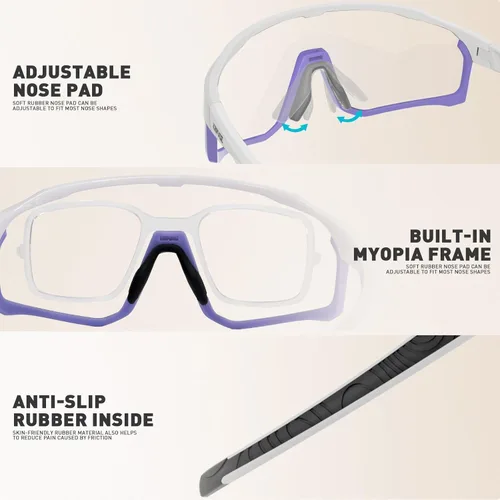 Miniatura 3 de KAPVOE Gafas de ciclismo fotocromáticas para hombres y mujeres, gafas de sol para bicicleta de montaña MTB, deportes, transición, triatlón, carrera