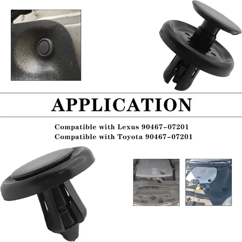 Miniatura 5 de 100 piezas de clips de retención tipo empuje de nylon para cubierta del motor, protección contra salpicaduras del parachoques, forro