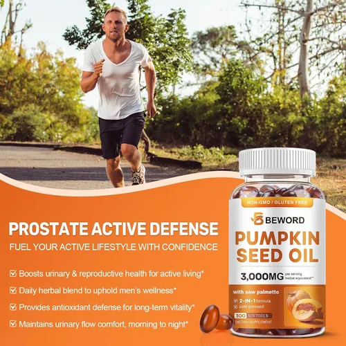 Miniatura 6 de Aceite de semilla de calabaza con extracto de palmito en cápsulas blandas, 3000 mg por porción, 300/600 cápsulas blandas Prensado en frío