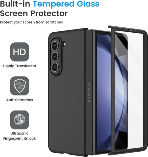 Miniatura 7 de Ruky Funda para Samsung Galaxy Z Fold 5, cubierta de cuerpo completo con protector de pantalla integrado, soporte de carga inalámbrica de PC duro