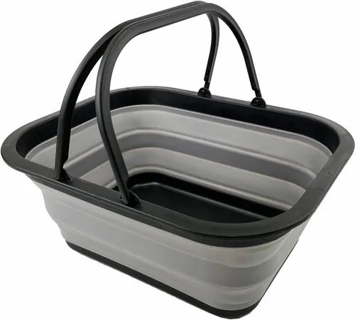SAMMART Tina plegable con asa de 15 litros (4 galones) – Cesta de picnic portátil – Contenedor de almacenamiento plegable para lavar platos, camping
