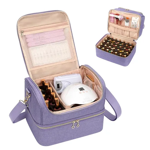Miniatura 23 de CUBETASTIC Organizador de esmalte de uñas, estuche portátil de almacenamiento de esmalte de uñas con capacidad para 45 frascos de esmalte de uñas