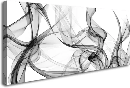 Miniatura 9 de XXMWallArt FC3875 Arte de Pared Abstracto Raya de Luz Negra y Blanca Línea Abstracta Lienzo Arte de Pared para Sala de Estar Dormitorio Baño Oficina