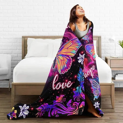 Miniatura 6 de Manta de mariposa colorida de forro polar, súper suave, acogedora y cálida, manta de felpa, regalos para niños y mujeres, 40 x 50 pulgadas