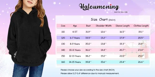 Miniatura 6 de Haloumoning Sudadera con capucha de forro polar mullido para niñas de 4 a 15 años
