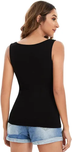 Miniatura 2 de Verdusa Camiseta básica sin mangas con cuello cuadrado casual para mujer