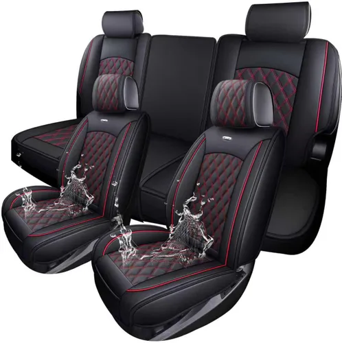 Miniatura 14 de Fundas de cuero para asiento delantero de automóvil, para Silverado Sierra Juego completo/Negro