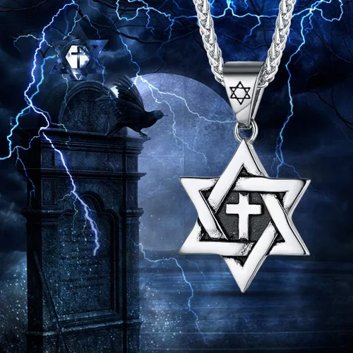 Miniatura 3 de FaithHeart Magen David - Collar con colgante de estrella de David de acero inoxidable, joyería judía para mujeres y hombres, el sello de Salomón