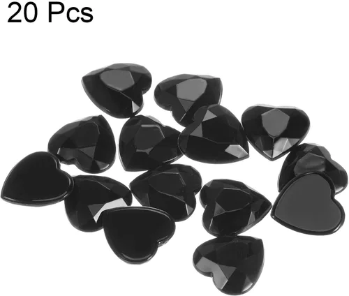Miniatura 3 de MECCANIXITY 20 piezas de diamantes de imitación acrílicos de corazón de 0.787 pulgadas (0.787 in) con parte trasera plana, gemas de plástico