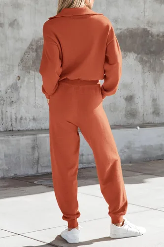 Miniatura 79 de PRETTYGARDEN Conjunto de suéter de 2 piezas para mujer, sudadera con cremallera, pantalones deportivos, ropa casual