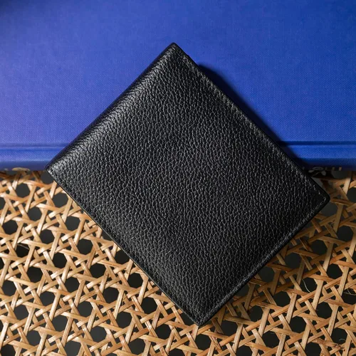Miniatura 3 de Carteras RFID delgadas para hombre, billetera triple con bolsillo frontal de cuero genuino, Cartera RFID