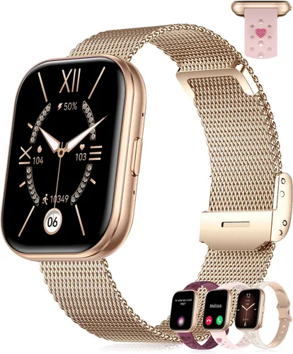 Reloj inteligente para mujer con 4 bandas (Android/iPhone) Reloj inteligente con llamadas Bluetooth de 1.75 pulgadas, rastreadores de actividad HD,