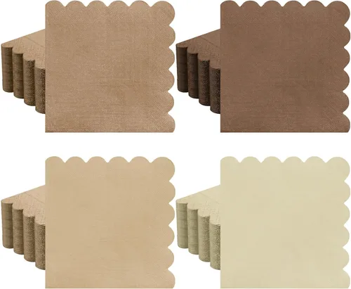 Miniatura 7 de Zhanmai 100 paquetes de servilletas de cóctel 5 x 5 pulgadas, servilletas con bordes festoneados, papel de color degradado para bebidas con bordes