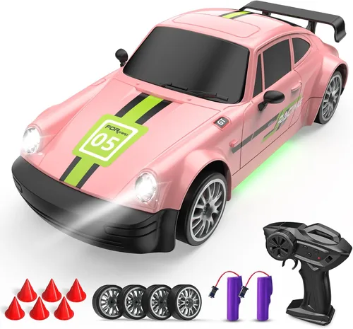 Miniatura 11 de Coche de control remoto 4WD RC Drift Car 2.4GHz escala 1:20 20 KM/H auto de carreras de alta velocidad con 2 baterías recargables, luces LED, 50