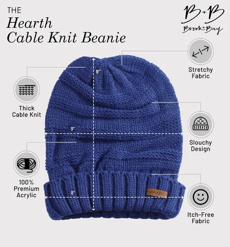 Miniatura 3 de Brook + Bay Gorro holgado de invierno para mujer, gorro de punto de gran tamaño para mujer, gorro holgado para clima frío