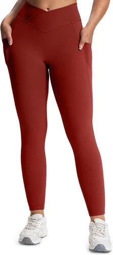 Miniatura 58 de Aoxjox Trinity - Pantalones de yoga de cintura alta con bolsillos para mujer, control de abdomen, cintura cruzada, leggings de entrenamiento suaves