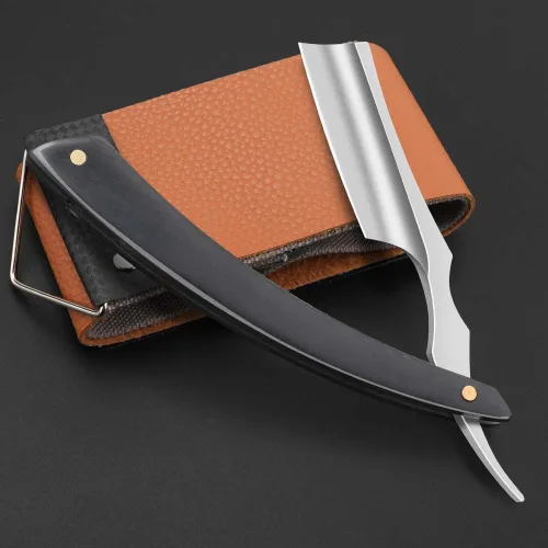 Miniatura 13 de Maquinilla de afeitar de acero inoxidable de alta calidad con correa de afeitar para hombres, maquinilla de afeitar profesional de barbero de borde