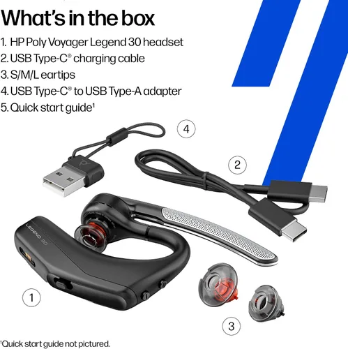 Miniatura 8 de Poly Voyager Legend 30 - Auriculares Bluetooth con micrófono - Boom discreto y 4 micrófonos con cancelación de ruido - Tecnología WindSmart