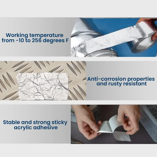 Miniatura 4 de Lichamp Cinta de papel de aluminio HVAC, paquete de 2 cintas aislantes de metal para conductos, sellado de aire acondicionado de CA, 2 pulgadas x 70