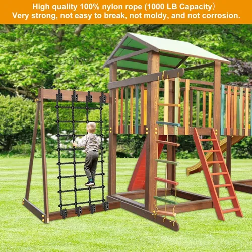 Miniatura 2 de Red de carga de escalada para niños al aire libre de 30 x 139 pulgadas, cuerda de nailon sin nudos, red de escalada para patio de recreo, red