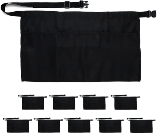 Miniatura 8 de Delantal de cintura negro con clip con 3 bolsillos (21 x 12 pulgadas) delantal de servidor. Delantal de restaurante. Mesera, camarero, cocina, hogar
